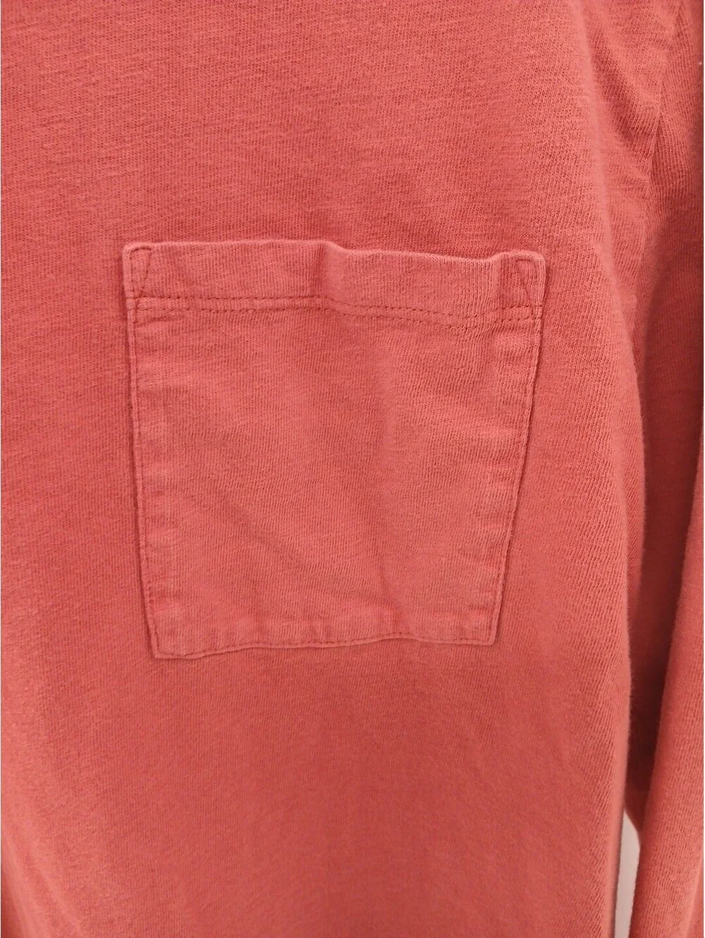 J.Crew Garment-Dyed Shirt Mens Large Tall Orange Slub Cotton Long Sleeve Pocket